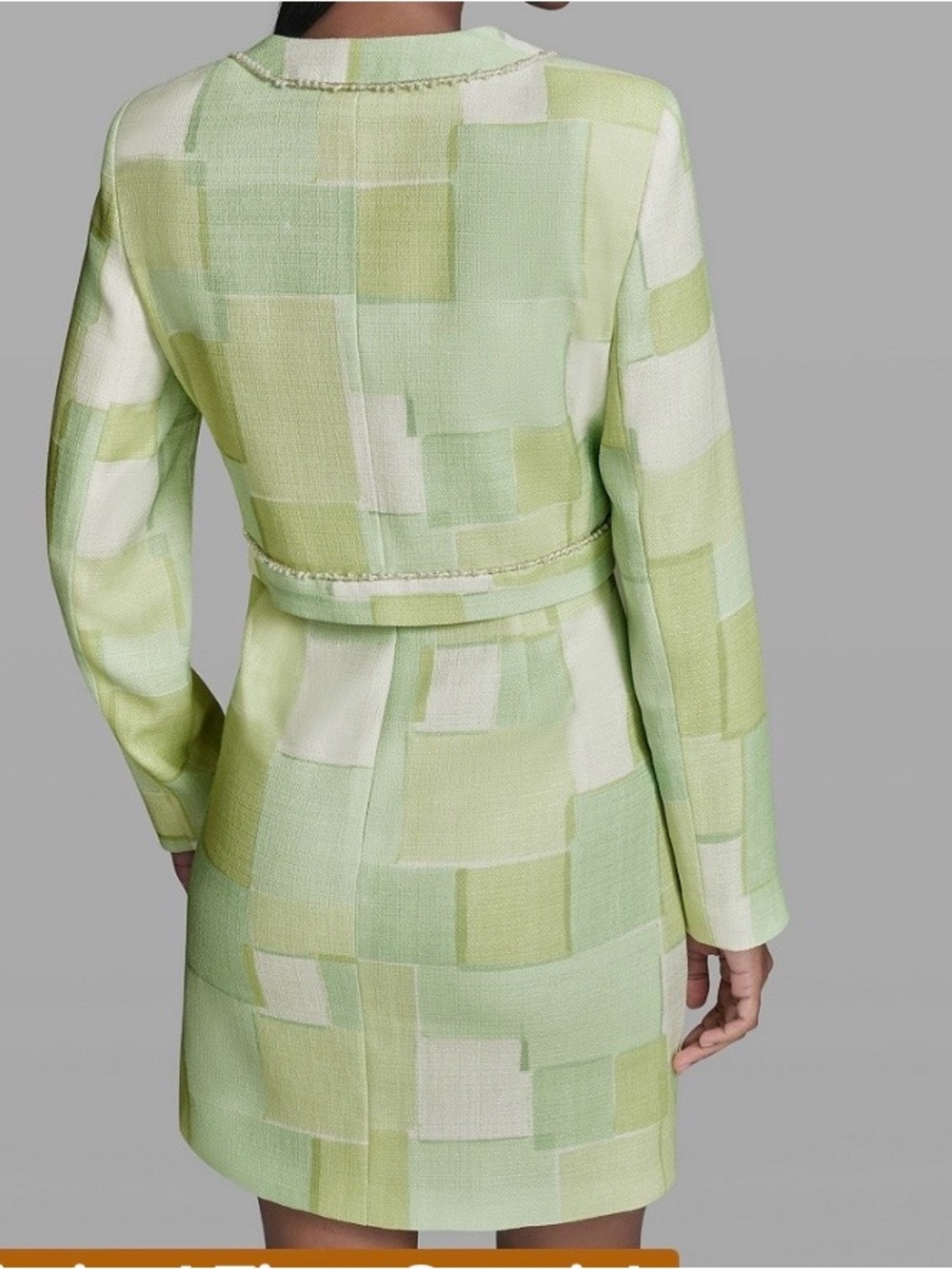Karl Lagerfeld Tea Green and White Tweed Dress & Jacket Set 16 - Picture 8 of 14
